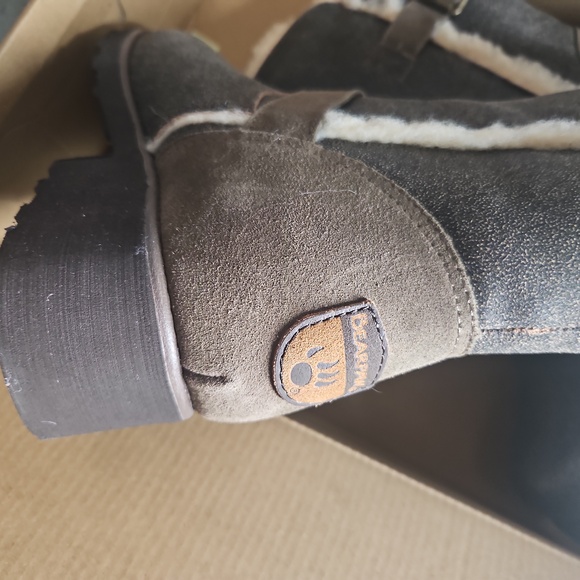 Bearpaw riding boots disstressed brown suede leather, sheep shearling Sara - Picture 4 of 7